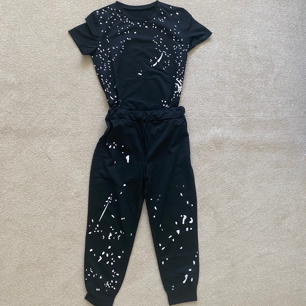 NWOT Paint Print Shirt Sweats Set